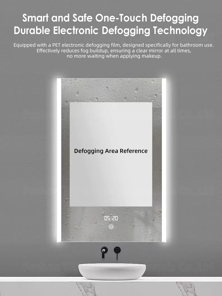 Modern Miroir Intelligent Salle De Bain Touch Switch Rectangle Dimmable Led Smart Vanity Bathroom Mirrors