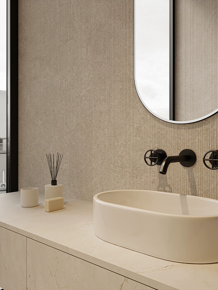 Premium 60x120 Limestone Textured Grooved Flat Matte Surface Porcelain Wall Tiles for Bathroom and Toilet