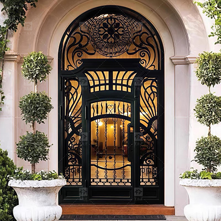 Modern Style High Quality Steel Door Cast Aluminum and Wrought Iron with Waterproof Finished Surface for Villa Application