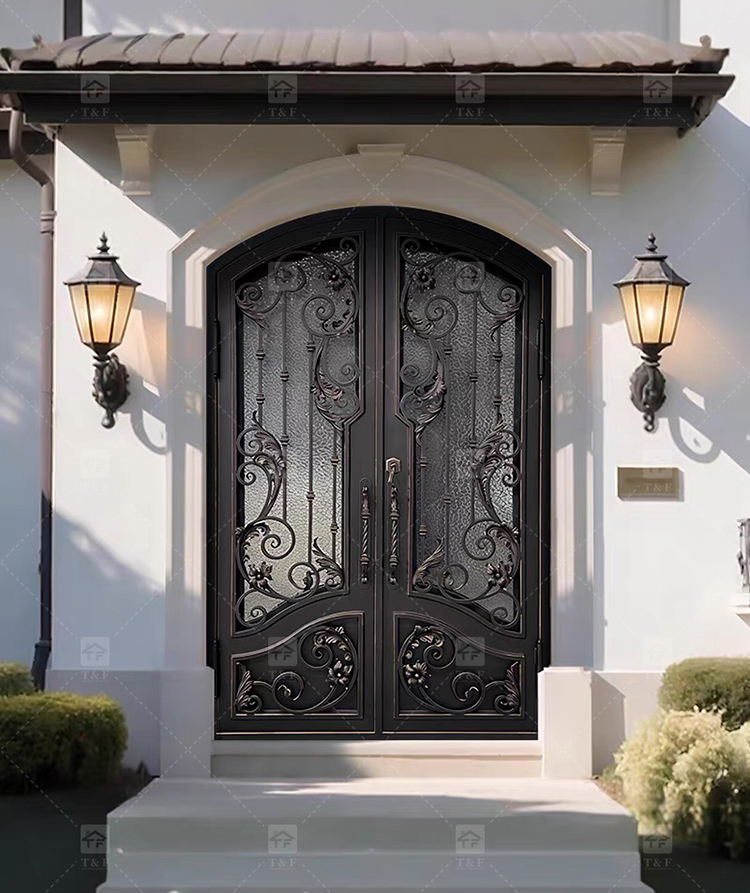 Modern Style High Quality Steel Door Cast Aluminum and Wrought Iron with Waterproof Finished Surface for Villa Application
