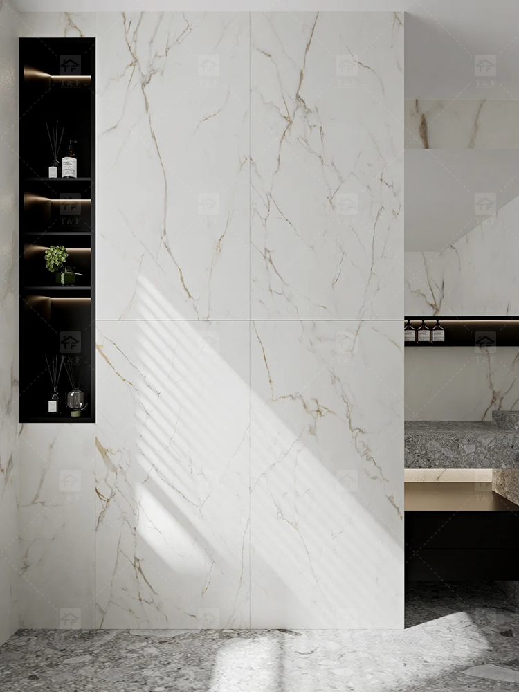 60x120 Calacatta Gold White Marble Look Matte Porcelain Tiles for Floor Matt Carreau De Maison