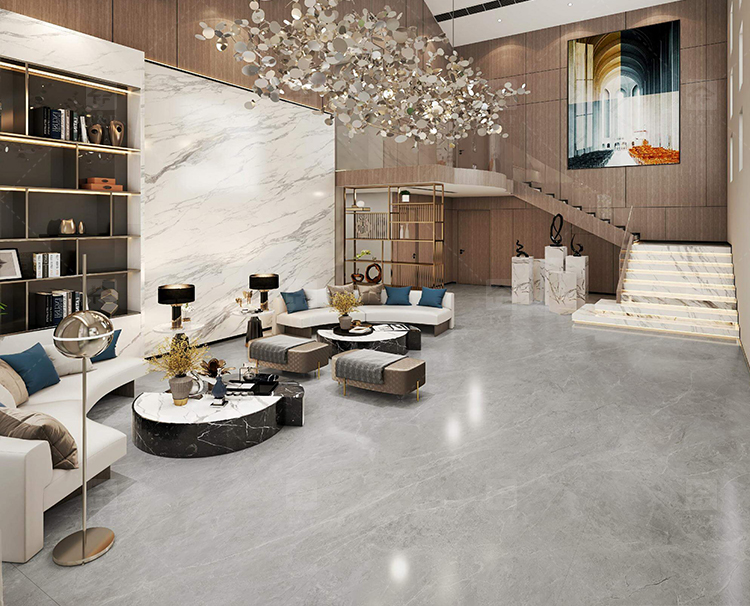 600x1200mm Semi Polished Matte Lappato Gray Porcelain Floor Tiles for Living Room Bathroom Interior