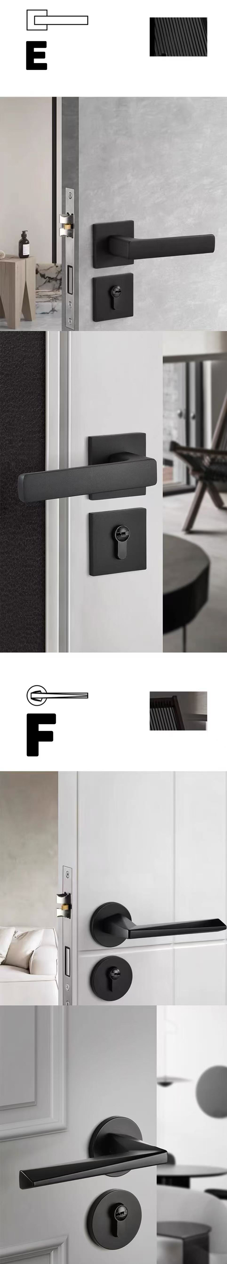 Modern Luxury Deep Grey Magnetic Silence Door Handles Universal for Home Office Apartment Hotels Made of Steel Zinc Alloy