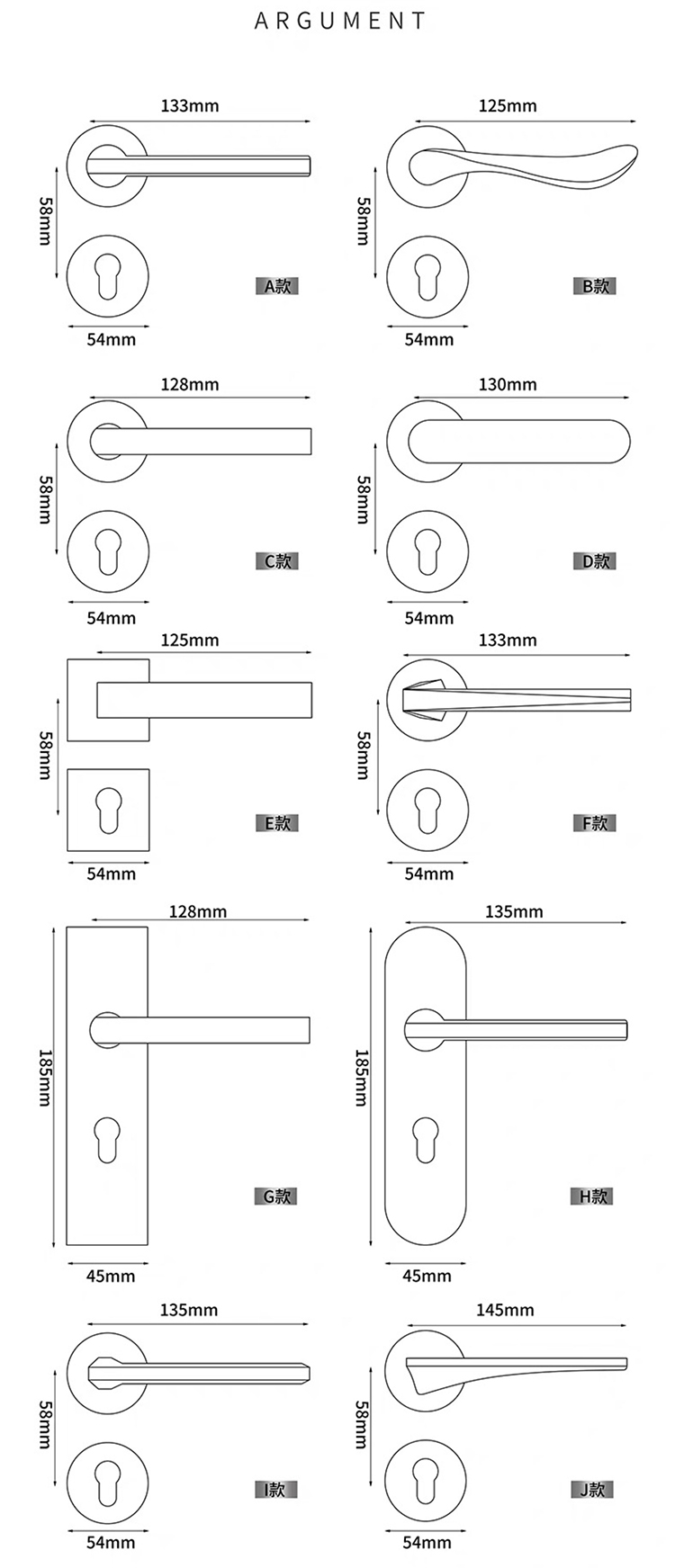 Luxury Gold Magnetic Silent Wooden Door Handle with Split Bedroom Lock Modern Design for Indoor Household for Villas