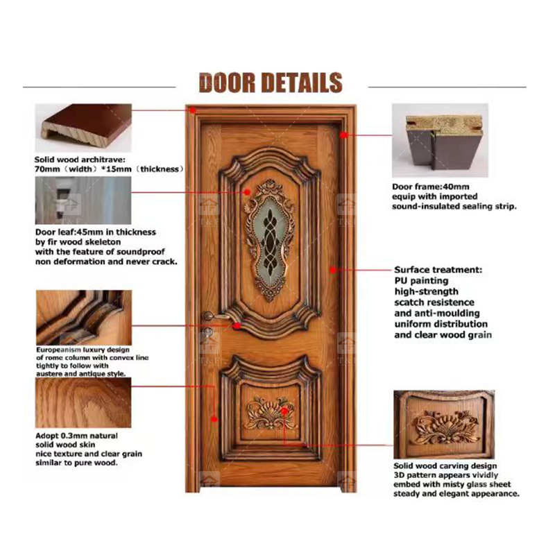 Wholesale Modern Style Solid Wood Door for Apartments Waterproof Interior Feature with Unique Style for Living Room Bedroom