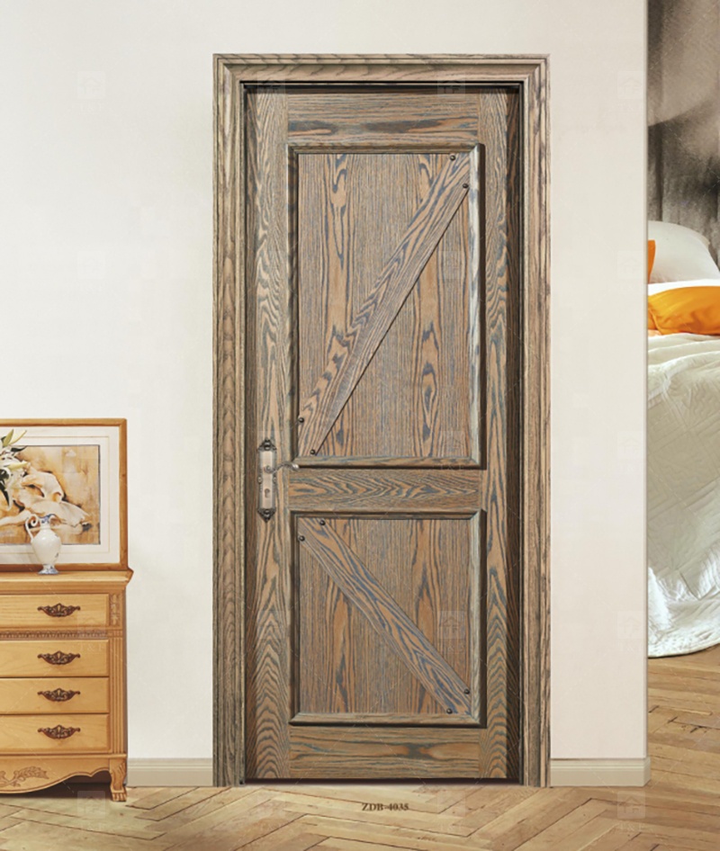 Modern Solid Wood Villa Door Hot Selling Interior Living and Bedroom Door with Carving Technique Finished Surface