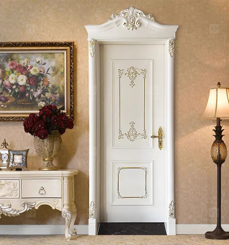 High Quality White Solid Wood Door American Style New Design for Villa House and Projects Interior Use Finished Surface