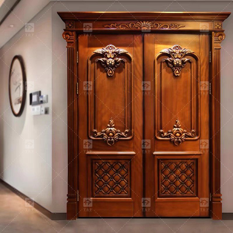 Customized High Quality Modern Wood Front Door Waterproof Exterior Main Entry Security Door Finished Interior Outdoor