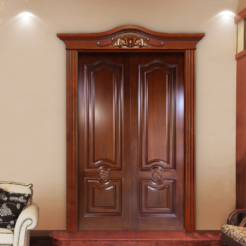 Customized High Quality Modern Wood Front Door Waterproof Exterior Main Entry Security Door Finished Interior Outdoor