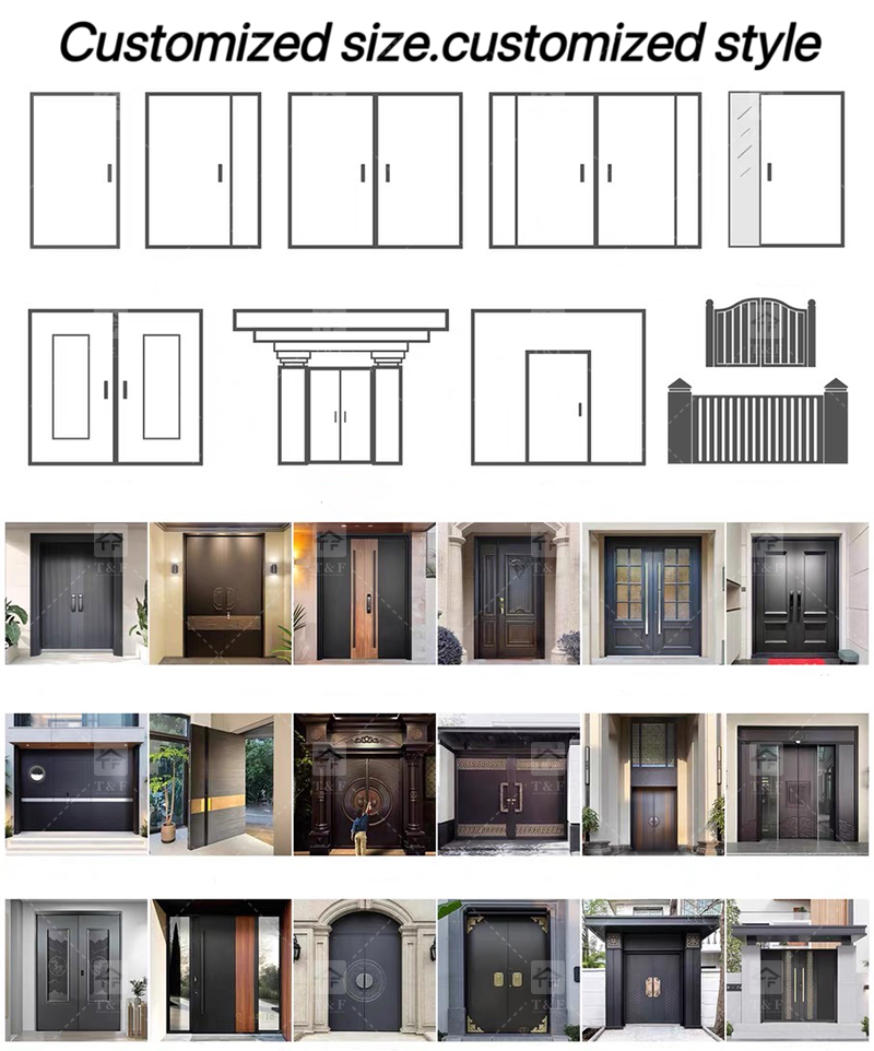 Customized High Quality Modern Wood Front Door Waterproof Exterior Main Entry Security Door Finished Interior Outdoor
