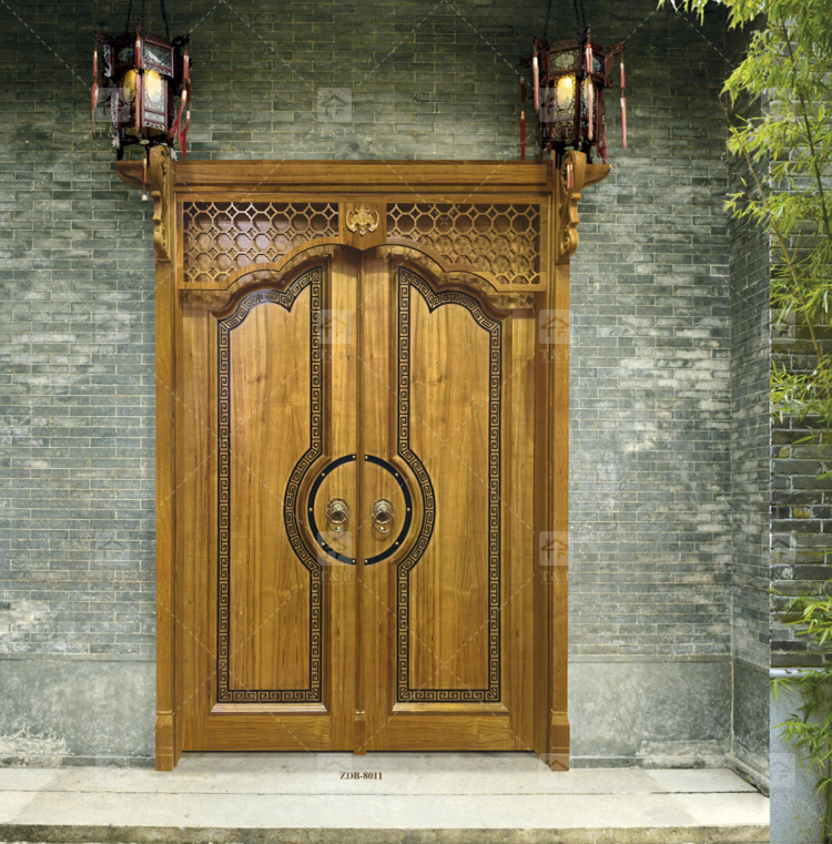Customized High Quality Modern Wood Front Door Waterproof Exterior Main Entry Security Door Finished Interior Outdoor