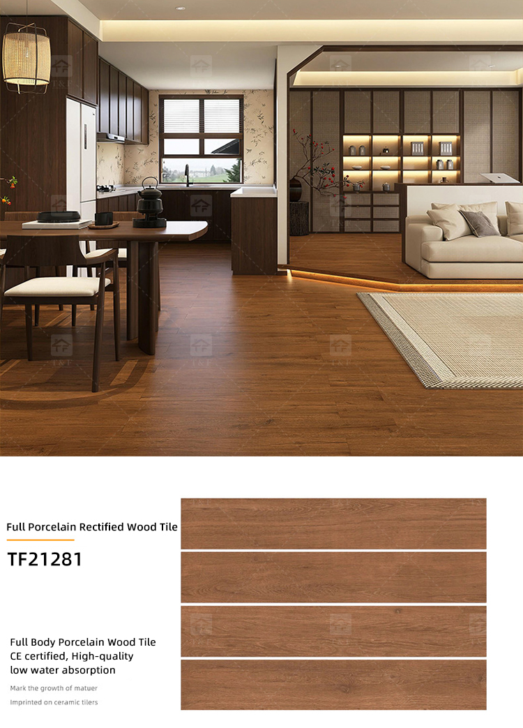 20x120cm Porcelain Wood Look Anti-slip Matte Glazed Full Body Rectified Wooden Floor Tiles for Living Room