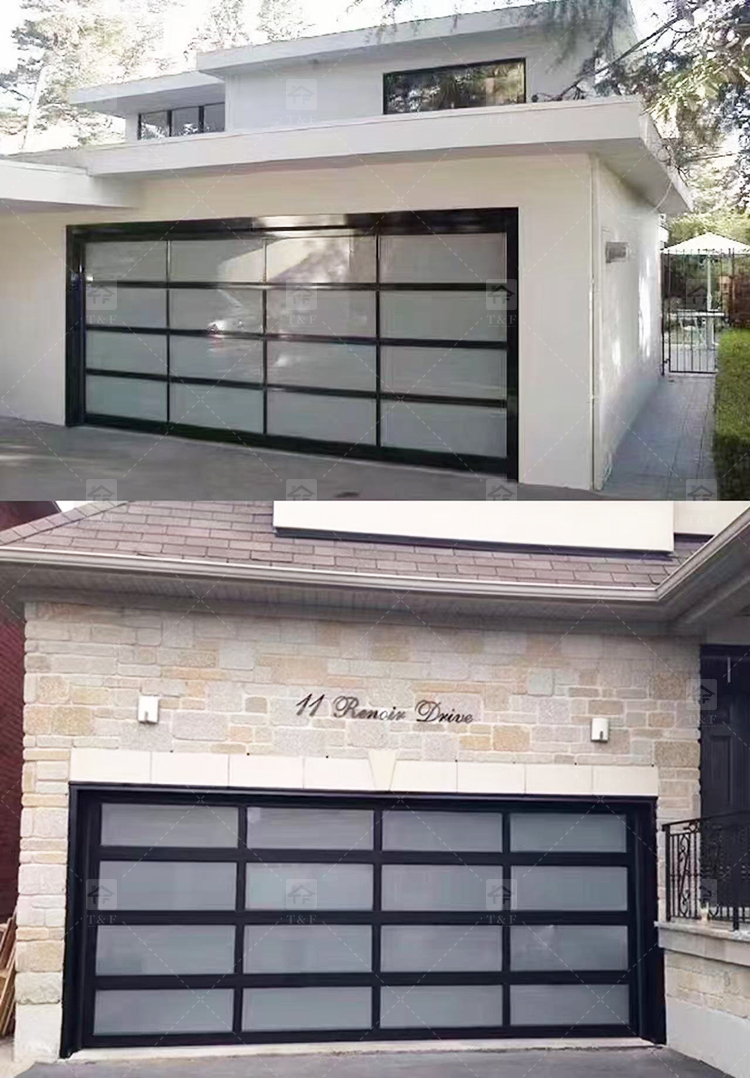 Modern European Style Aluminum Frosted Glass Garage Roller Door with Motor for Villa Exterior Waterproof