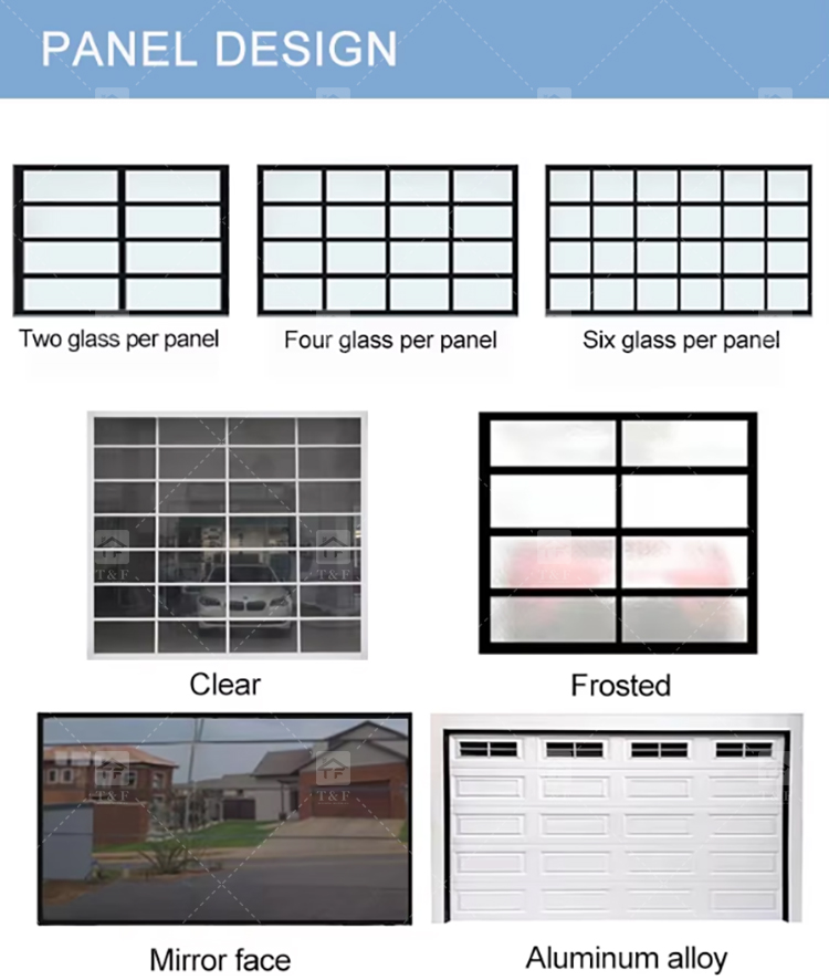 Modern European Style Aluminum Frosted Glass Garage Roller Door with Motor for Villa Exterior Waterproof