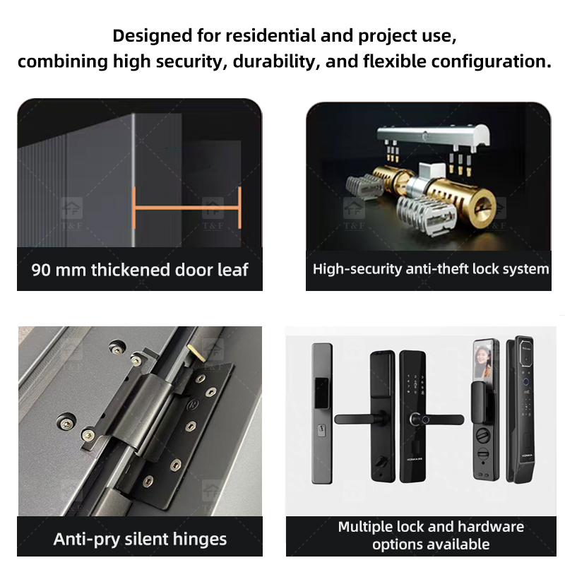 Factory Exterior Metal Entrance Front Entry Steel Home Security External Doors for Houses Room
