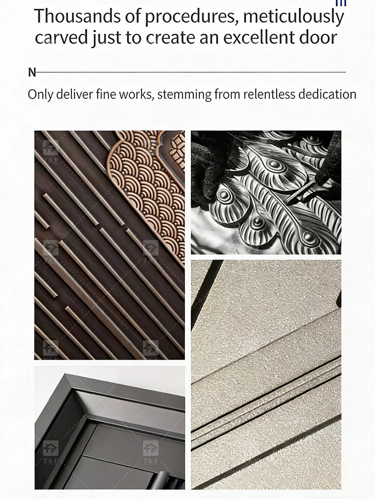 Luxury Villa Main Door Extra-Large 3D Carving Wood Surface Pivot Metal Entrance Door for Modern House Exterior