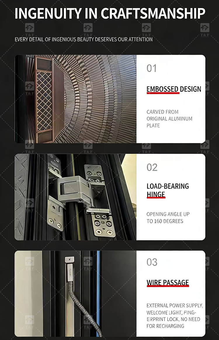 Luxury Villa Main Door Extra-Large 3D Carving Wood Surface Pivot Metal Entrance Door for Modern House Exterior
