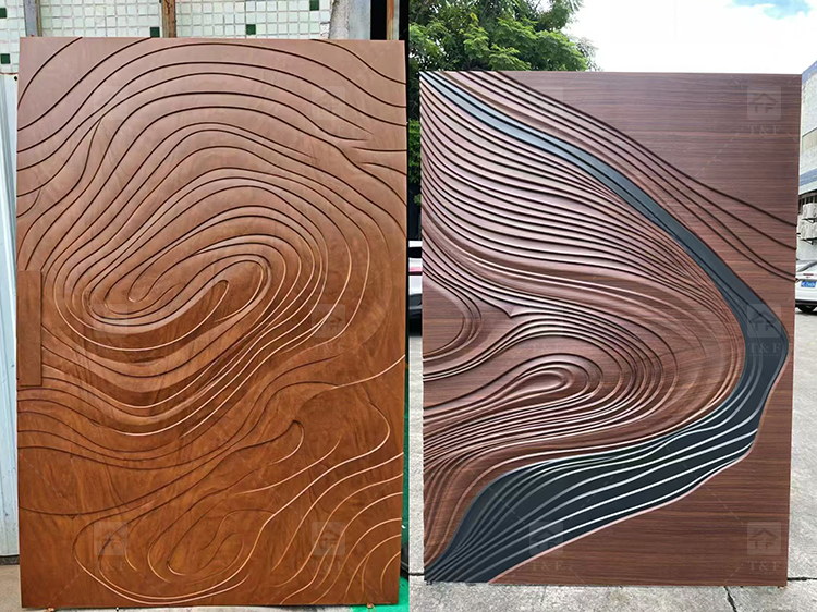 Luxury Villa Main Door Extra-Large 3D Carving Wood Surface Pivot Metal Entrance Door for Modern House Exterior