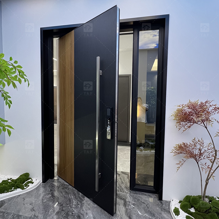 Modern Design Cast Aluminum Alloy Security Entry Door with Anti-Theft Lock for Exterior Use in Apartments and Villas