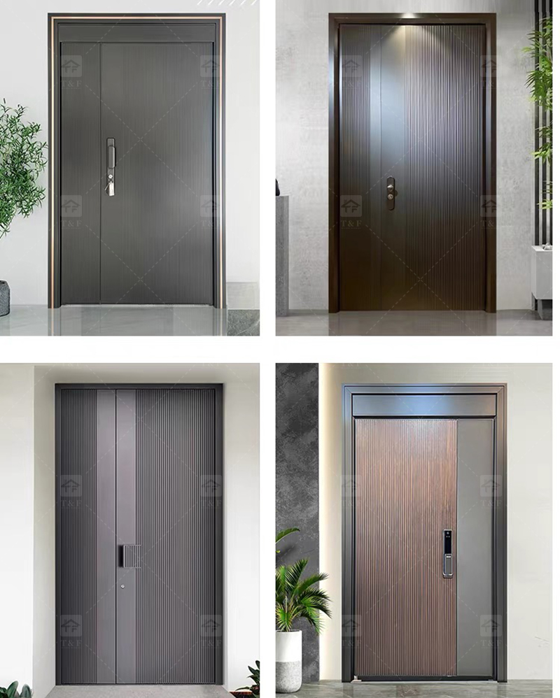 Modern Design Cast Aluminum Alloy Security Entry Door with Anti-Theft Lock for Exterior Use in Apartments and Villas
