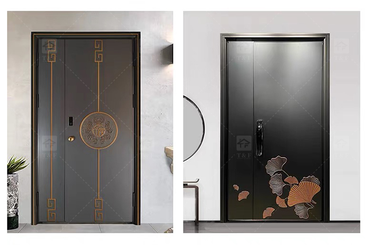 Modern Design Cast Aluminum Alloy Security Entry Door with Anti-Theft Lock for Exterior Use in Apartments and Villas