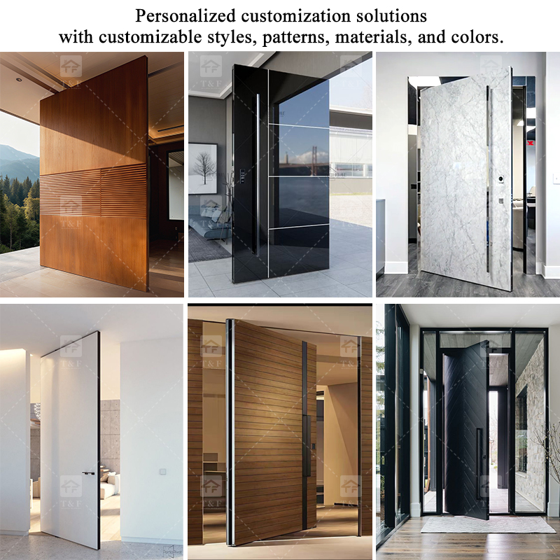 Customized Exterior Pivot Entrance Door Heavy-Duty Large Villa Aluminum Wood Security Front Door