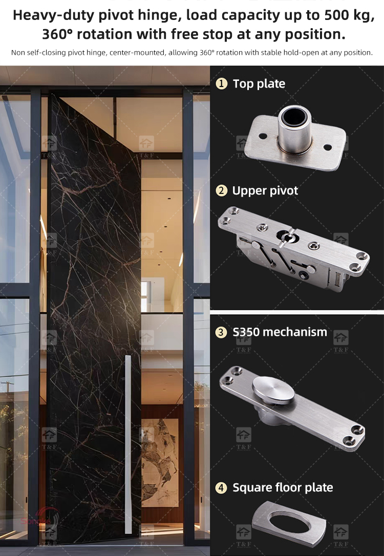 Customized Exterior Pivot Entrance Door Heavy-Duty Large Villa Aluminum Wood Security Front Door