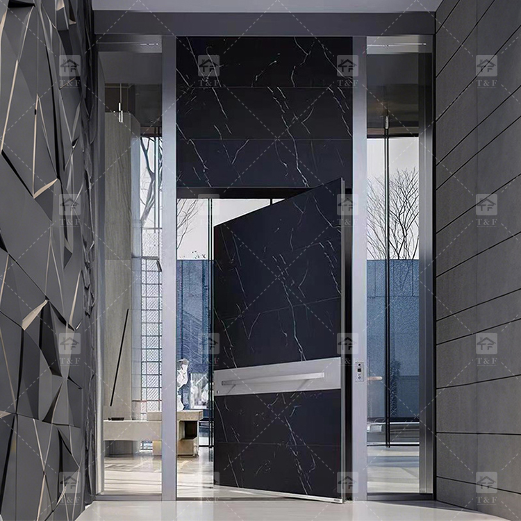 Customized Exterior Pivot Entrance Door Heavy-Duty Large Villa Aluminum Wood Security Front Door
