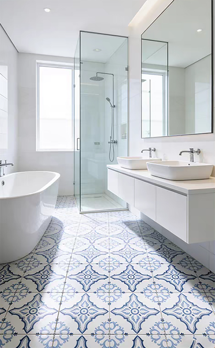 200x200mm Vintage Blue White Porcelain Pattern Tiles for Bathroom and Toilet Shower Kitchen Floor Wall Tile