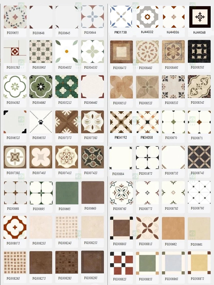 200x200 Decorative Pattern Full Porcelain Tiles for Bathroom and Toilet 20x20 Shower Tile and Living Room Floor Wall