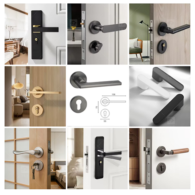 Modern Nordic Minimalist Villa School Interior Door Lock Zinc Alloy Silent Lever Lock Multi-color Easy Installation Home Door