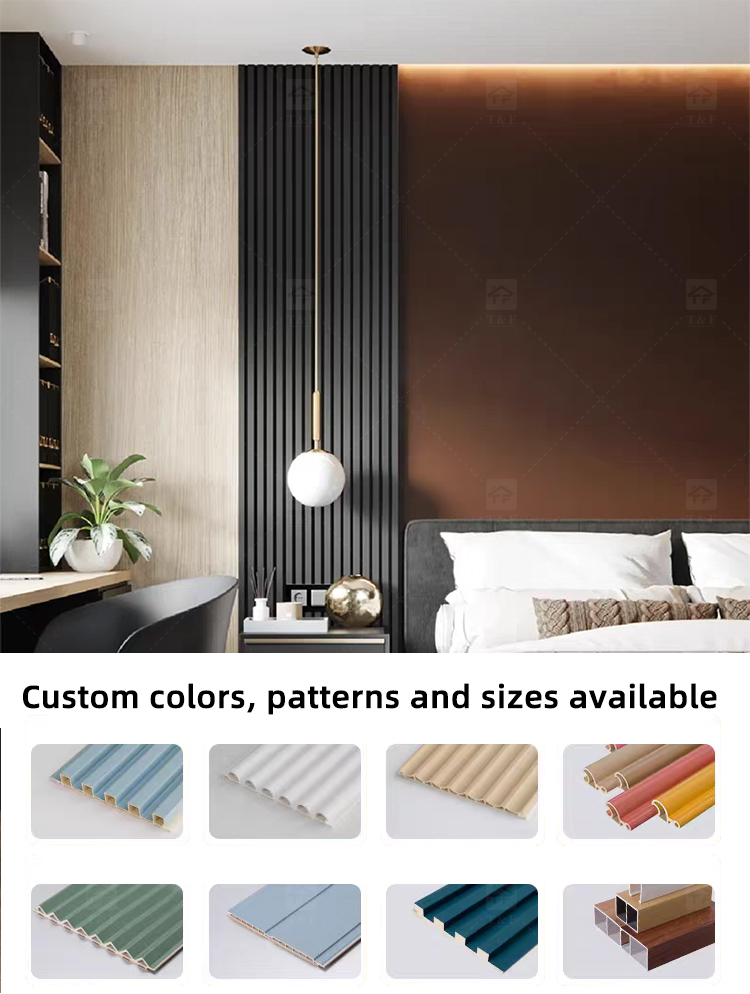 Waterproof Fire Resistant WPC Bamboo Composite 3D Fluted Panneau Mural Wall Cladding Panel for Interior Decorative