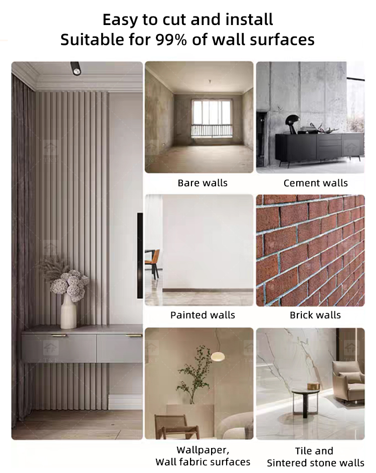 Waterproof Fire Resistant WPC Bamboo Composite 3D Fluted Panneau Mural Wall Cladding Panel for Interior Decorative