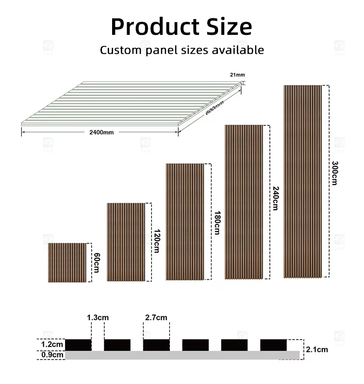 Modern 3D Wood Slat Acoustic Panel PET Polyester Fiber Veneer Wall Panel for Interior Wall and Ceiling Decoration