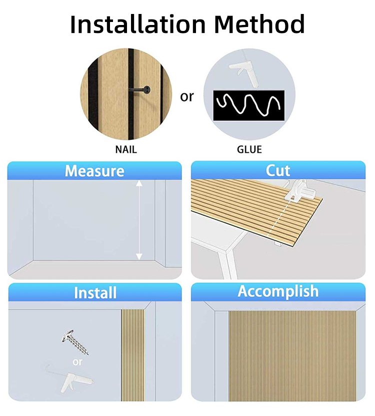 Modern 3D Wood Slat Acoustic Panel PET Polyester Fiber Veneer Wall Panel for Interior Wall and Ceiling Decoration