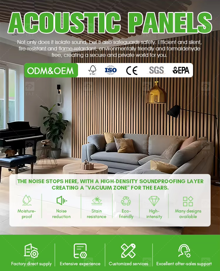 Eco-Friendly Wood Slotted Acoustic Panel Grooved Wooden Ceramic Aluminum Flame Retardant Sound Absorbing Wall Panels