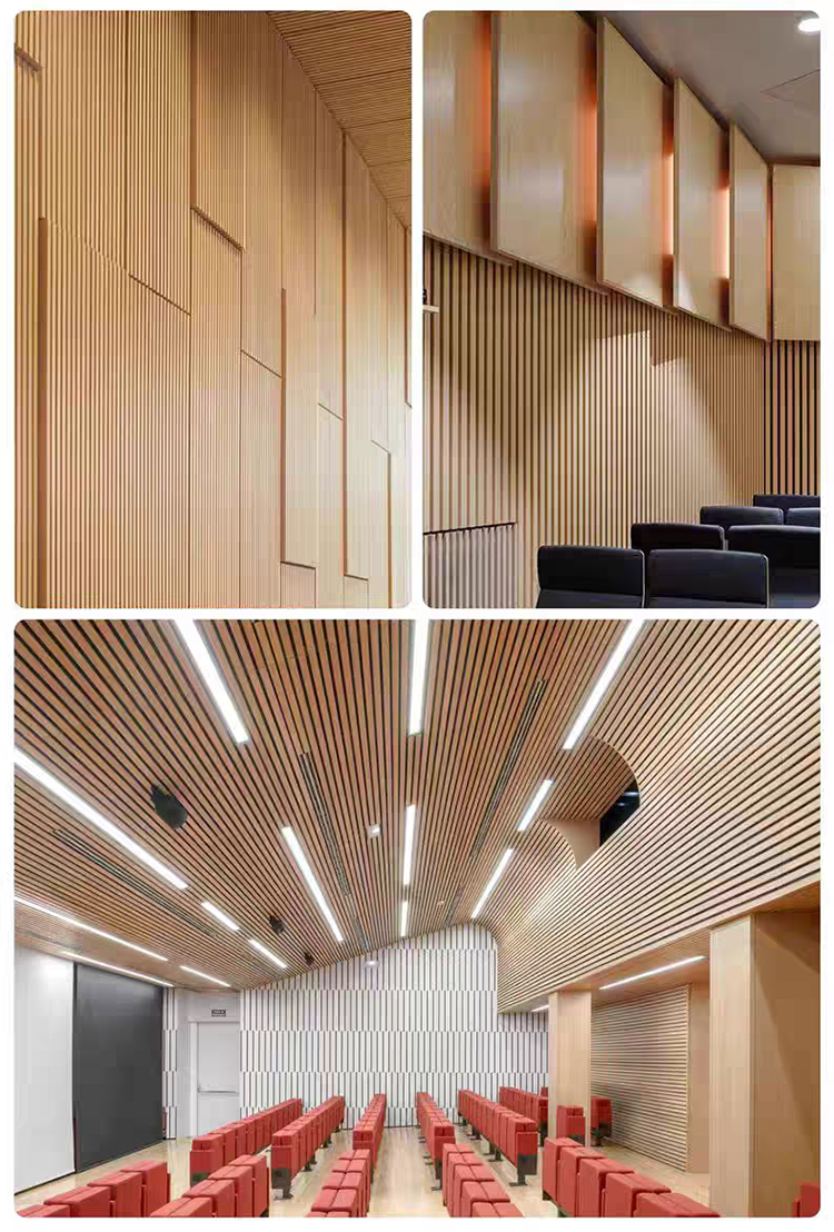 Eco-Friendly Wood Slotted Acoustic Panel Grooved Wooden Ceramic Aluminum Flame Retardant Sound Absorbing Wall Panels