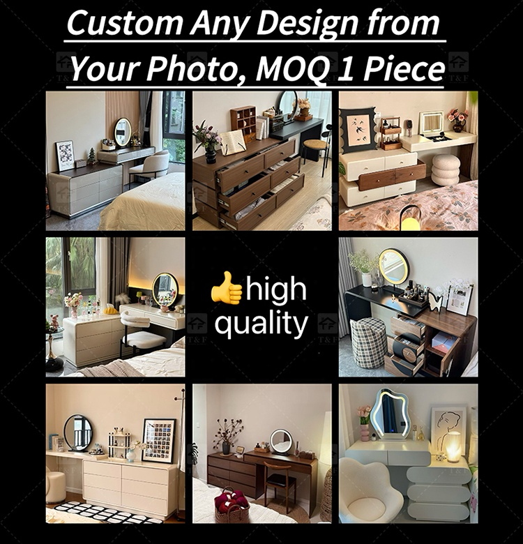 Cloud Style Vanity Table with LED Light Mirror, Rounded Makeup Dressing Table with Drawer Cabinet & Upholstered Stool