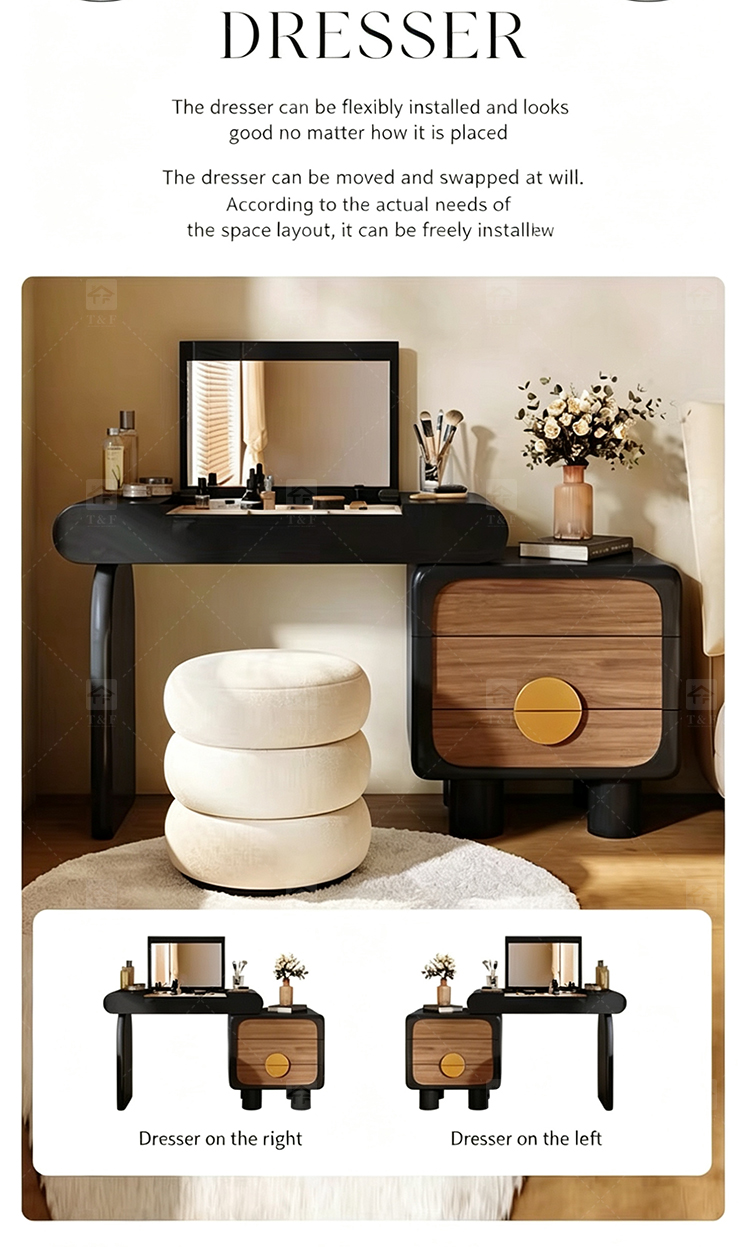 Modern Lighted Flip Top Vanity Mirror Cabinet Multi-functional Desktop Storage Box for Jewelry Cosmetics Bedroom Bathroom Use