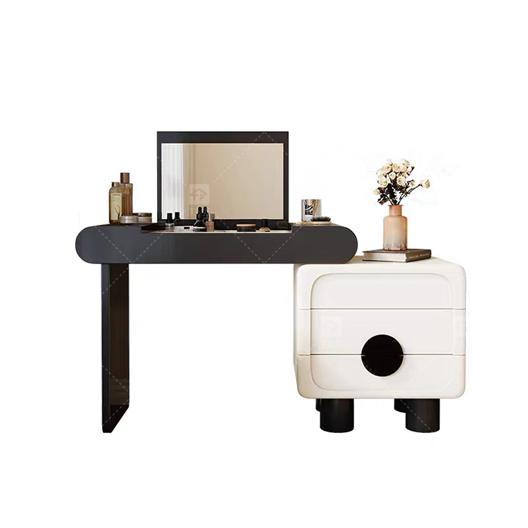 Modern Lighted Flip Top Vanity Mirror Cabinet Multi-functional Desktop Storage Box for Jewelry Cosmetics Bedroom Bathroom Use
