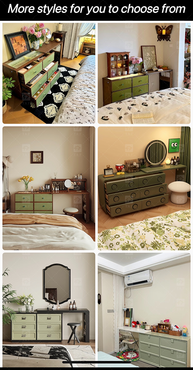 Wholesale Modern Triangle Corner Vanity Table Set LED Light Mirror Storage Drawers Stool Small Space Bedroom Hotel Use