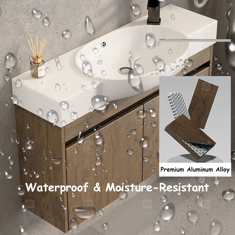 Modern Premium Aluminum Bathroom Vanity Cabinet with Ceramic Basin Sink Narrow Wall Mounted Cabinet for Small Bathrooms
