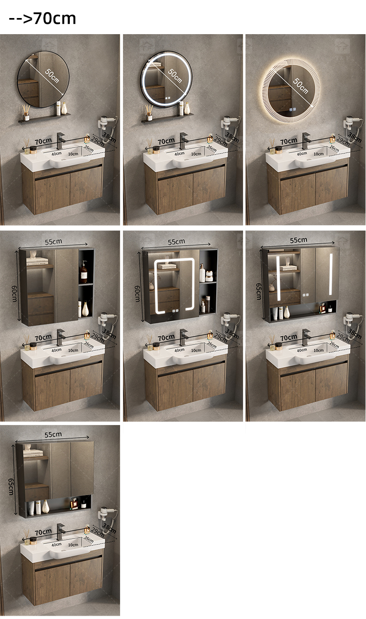 Modern Premium Aluminum Bathroom Vanity Cabinet with Ceramic Basin Sink Narrow Wall Mounted Cabinet for Small Bathrooms