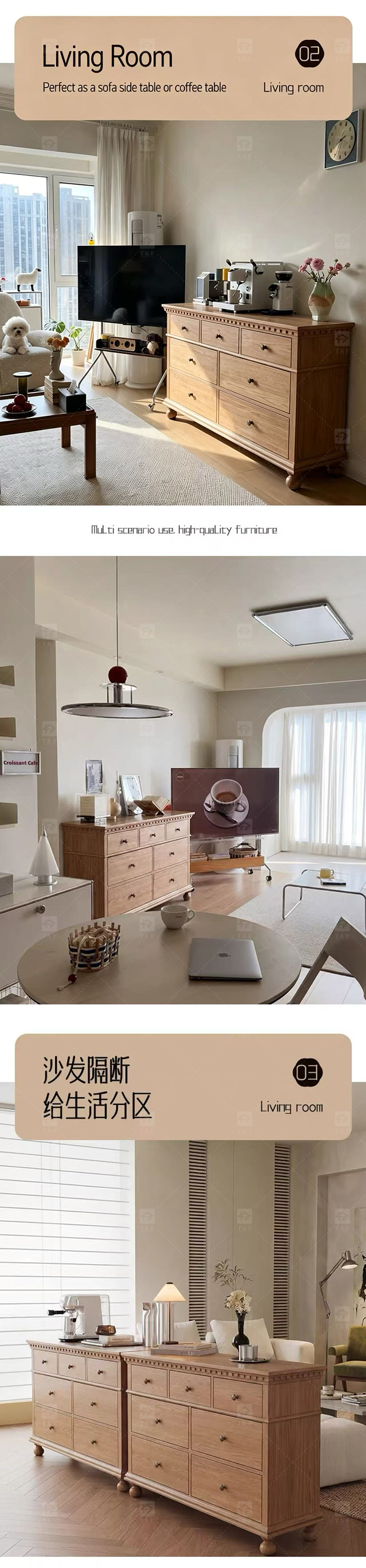 Modern Lighted Solid Wood Makeup Vanity Chest Round Anti-collision Corner Storage Cabinet for Bedroom & Bathroom Use