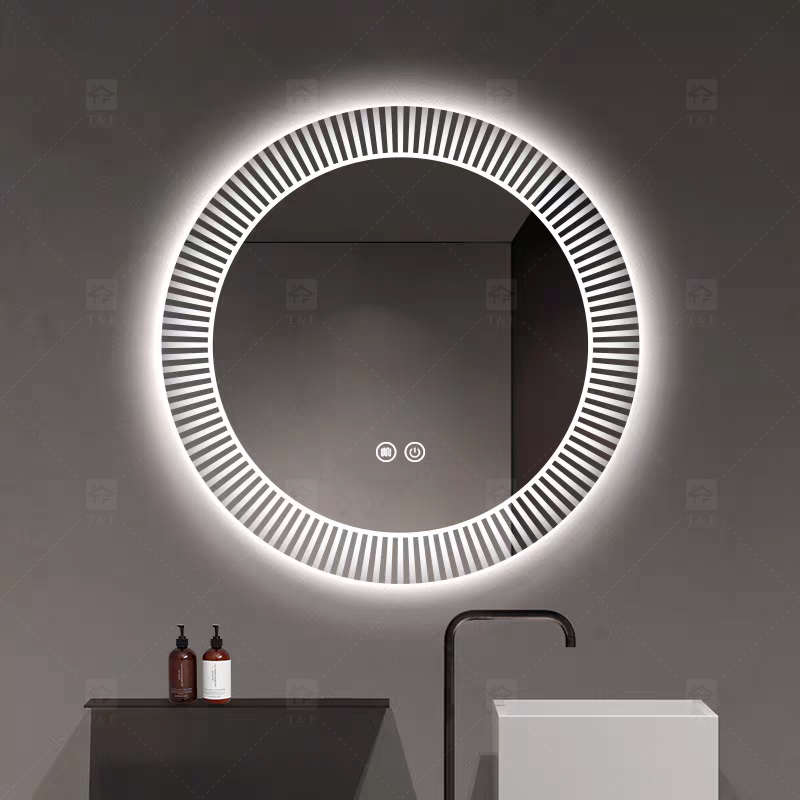 80cm Round LED Bathroom Mirror Sunburst Frame Backlit Wall Mounted Vanity Mirror