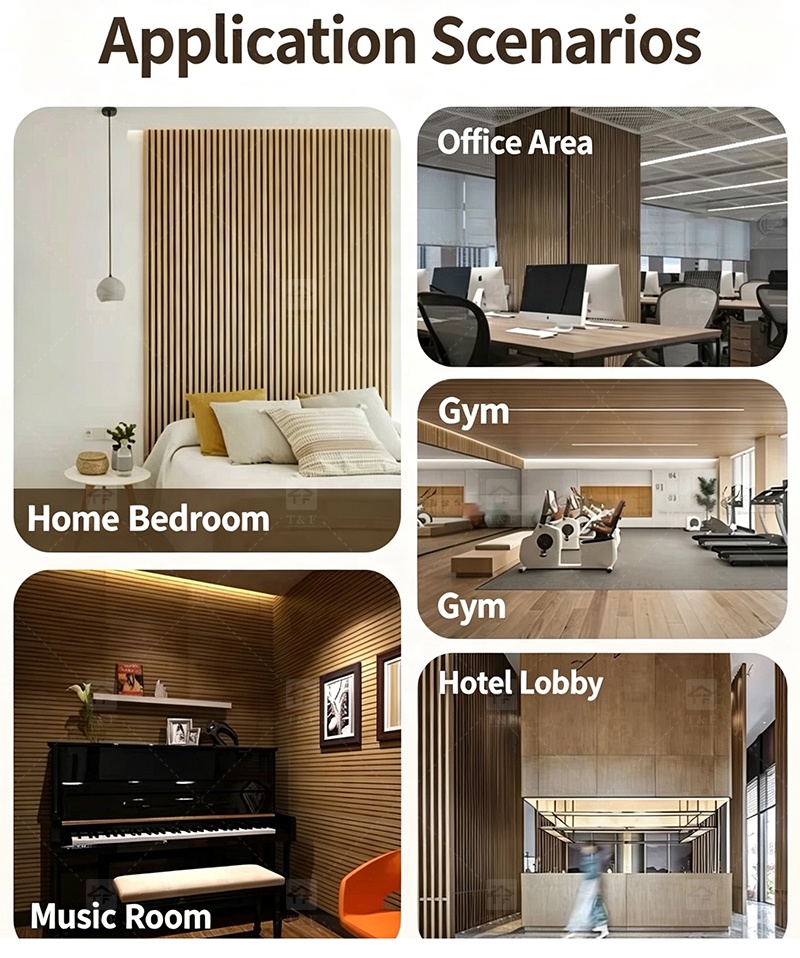 Modern Wooden Slat Acoustic Panel with Wood Veneer Sound Absorbing 3D Model Design for Living Room Bedroom Interior Wall Decor