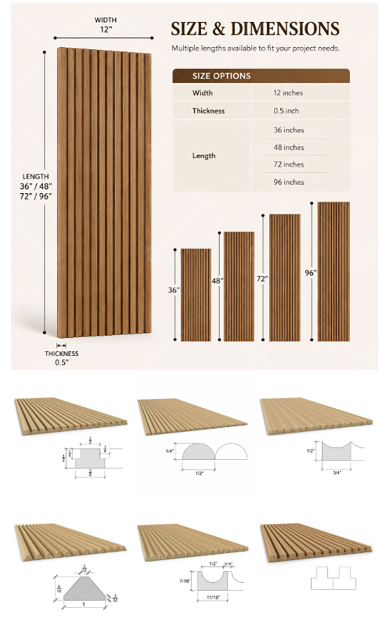 Modern Wooden Slat Acoustic Panel with Wood Veneer Sound Absorbing 3D Model Design for Living Room Bedroom Interior Wall Decor