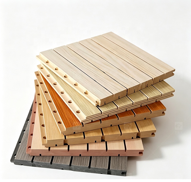 Noise Reduction Wooden Acoustic Slat Panel MDF Soundproof Wall Board for Living Room Bedroom Hotel Drum Room Piano Room Room