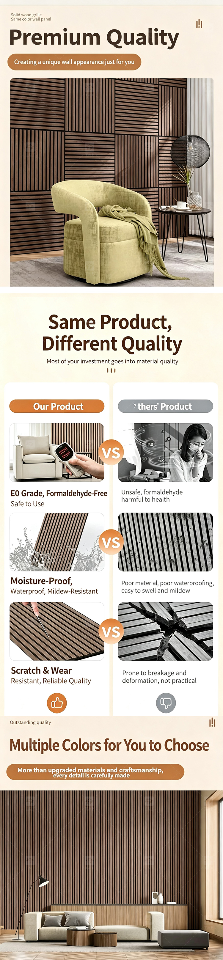 Noise Reduction Wooden Acoustic Slat Panel MDF Soundproof Wall Board for Living Room Bedroom Hotel Drum Room Piano Room Room