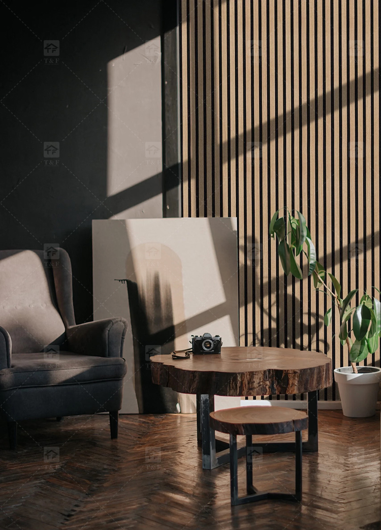 Noise Reduction Wooden Acoustic Slat Panel MDF Soundproof Wall Board for Living Room Bedroom Hotel Drum Room Piano Room Room